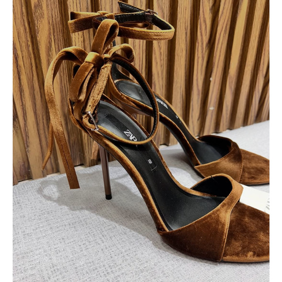 ZARA Ochre Bow Heels 🤎✨ NWT | Sizes 9 • 10 - Picture 10 of 16